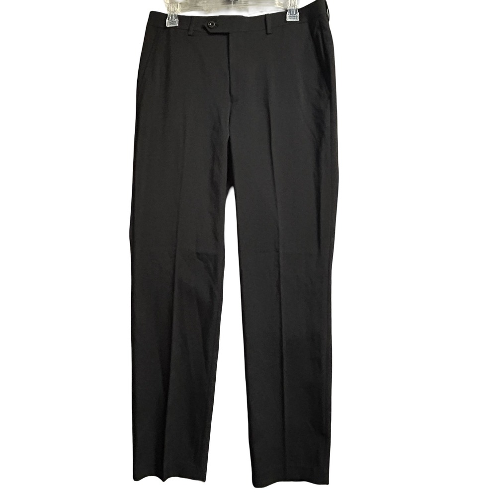 Michael Kors Mens Black Dress Pants 32W x 32L Stretch Flat Front Trousers